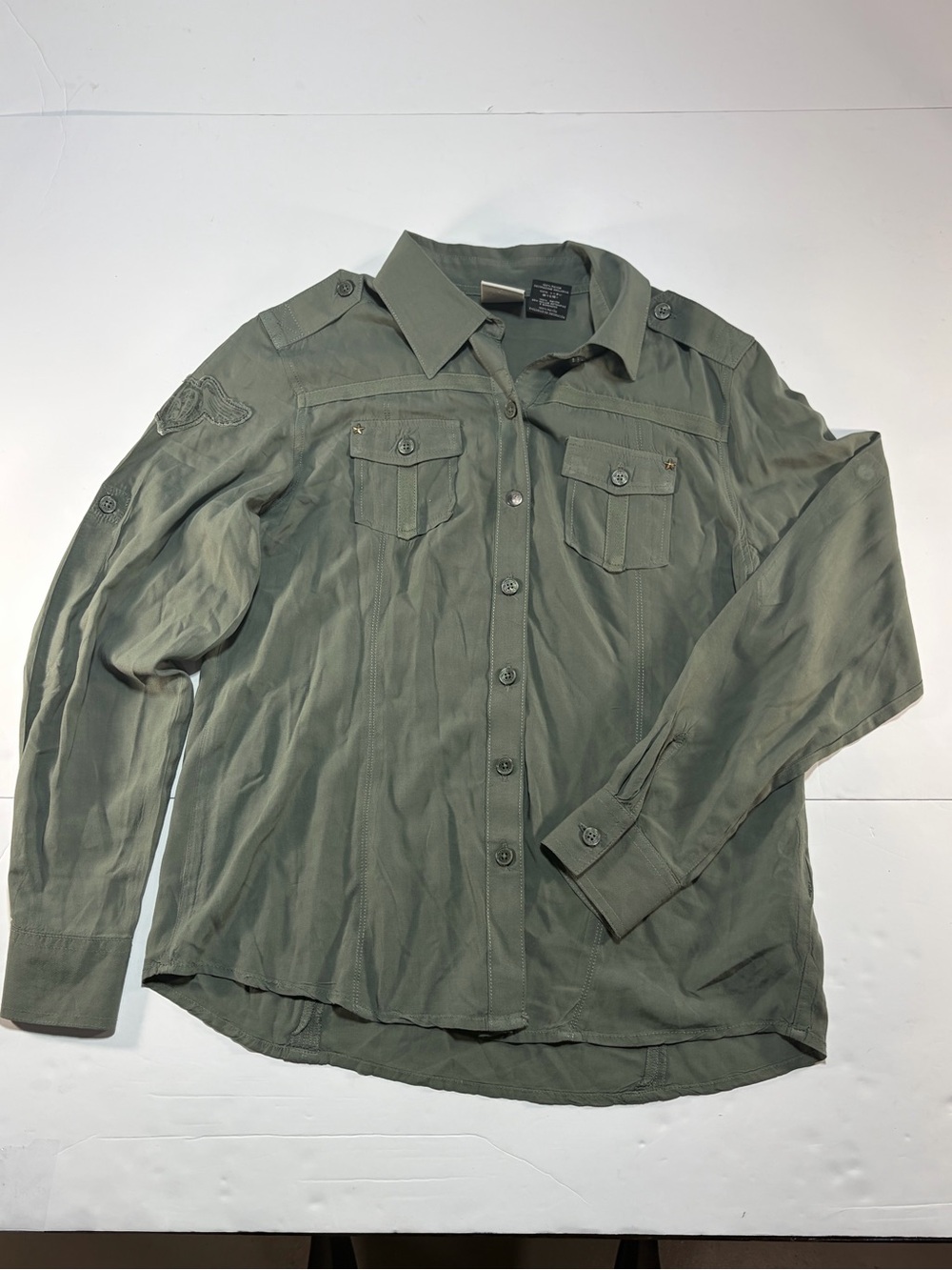 Harley-Davidson Olive Green Rayon Utility Shirt L